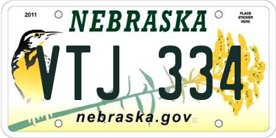 NE license plate VTJ334