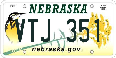 NE license plate VTJ351