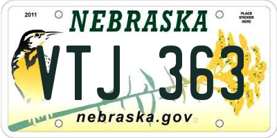 NE license plate VTJ363