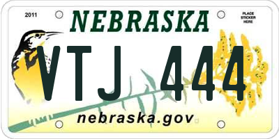 NE license plate VTJ444