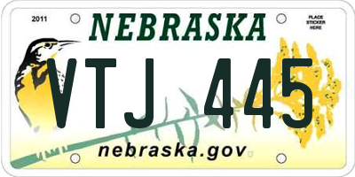 NE license plate VTJ445