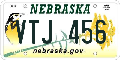 NE license plate VTJ456
