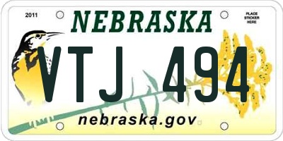 NE license plate VTJ494