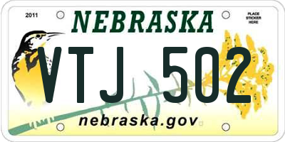 NE license plate VTJ502