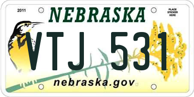 NE license plate VTJ531