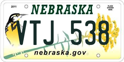 NE license plate VTJ538