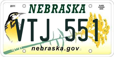 NE license plate VTJ551