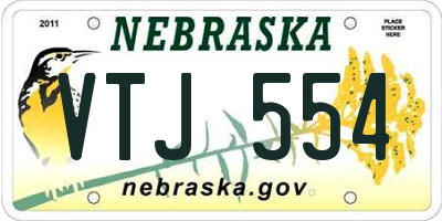 NE license plate VTJ554