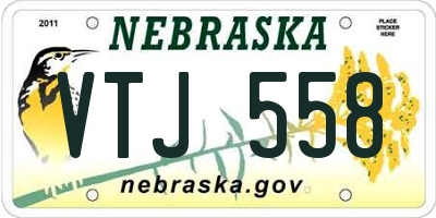 NE license plate VTJ558