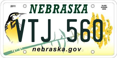 NE license plate VTJ560