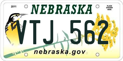 NE license plate VTJ562