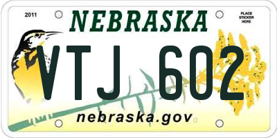 NE license plate VTJ602