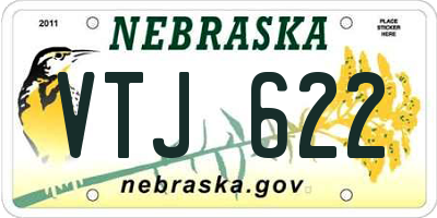 NE license plate VTJ622