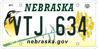 NE license plate VTJ634