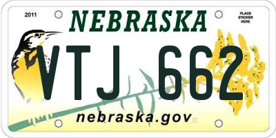 NE license plate VTJ662