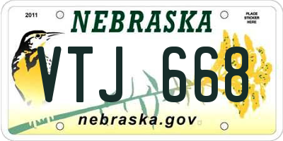 NE license plate VTJ668