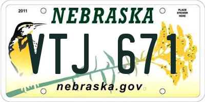 NE license plate VTJ671