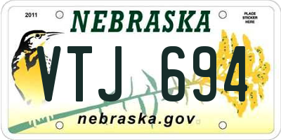 NE license plate VTJ694
