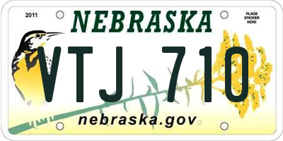 NE license plate VTJ710