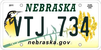 NE license plate VTJ734