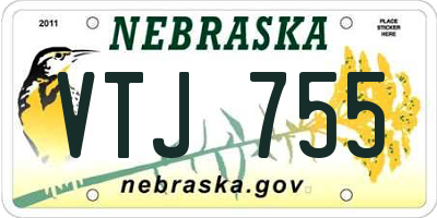 NE license plate VTJ755