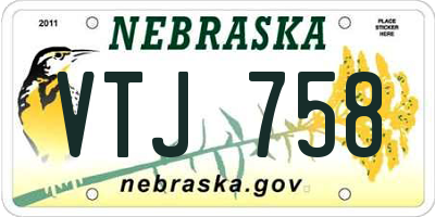 NE license plate VTJ758