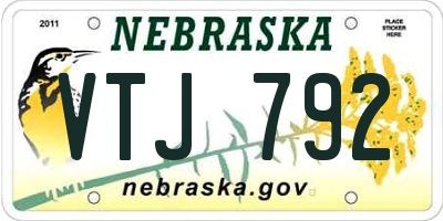 NE license plate VTJ792