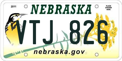 NE license plate VTJ826