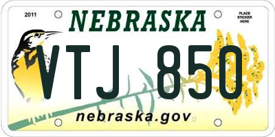 NE license plate VTJ850