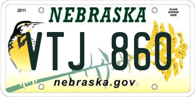 NE license plate VTJ860
