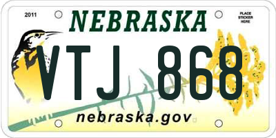 NE license plate VTJ868