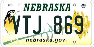 NE license plate VTJ869
