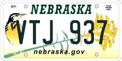 NE license plate VTJ937