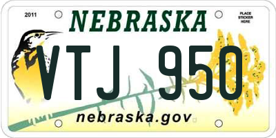 NE license plate VTJ950