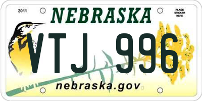 NE license plate VTJ996