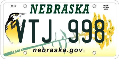 NE license plate VTJ998