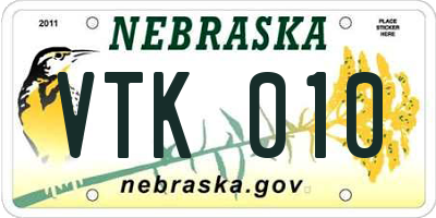 NE license plate VTK010