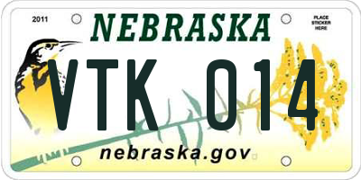 NE license plate VTK014