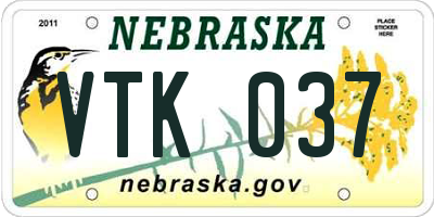 NE license plate VTK037
