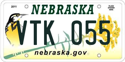 NE license plate VTK055