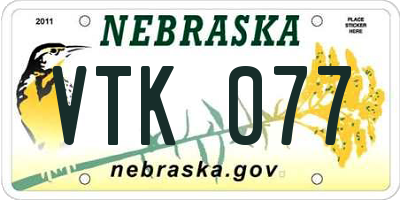 NE license plate VTK077