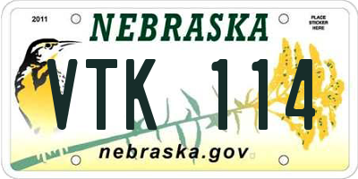 NE license plate VTK114