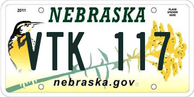 NE license plate VTK117