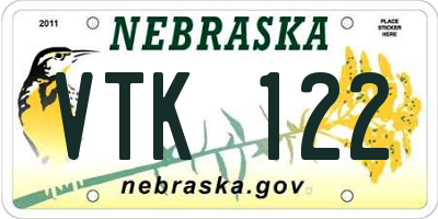 NE license plate VTK122