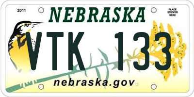 NE license plate VTK133