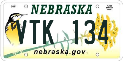 NE license plate VTK134