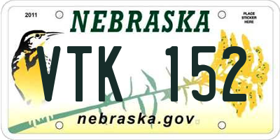 NE license plate VTK152