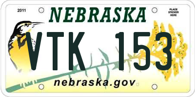 NE license plate VTK153