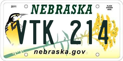 NE license plate VTK214