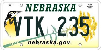 NE license plate VTK235